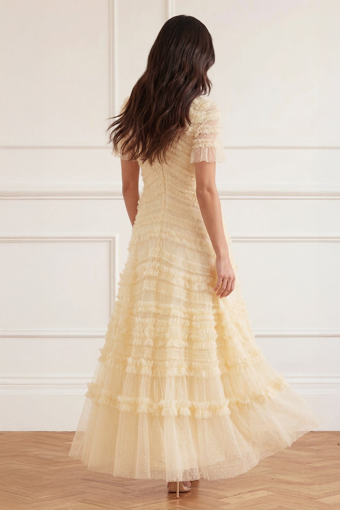 Amara Round Neck Ruffle Gown