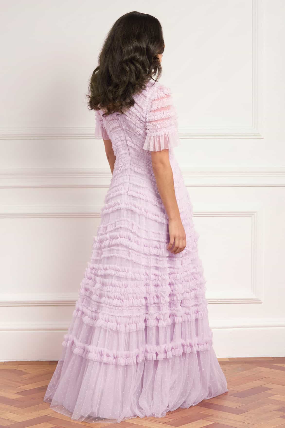 Amara Round Neck Ruffle Gown