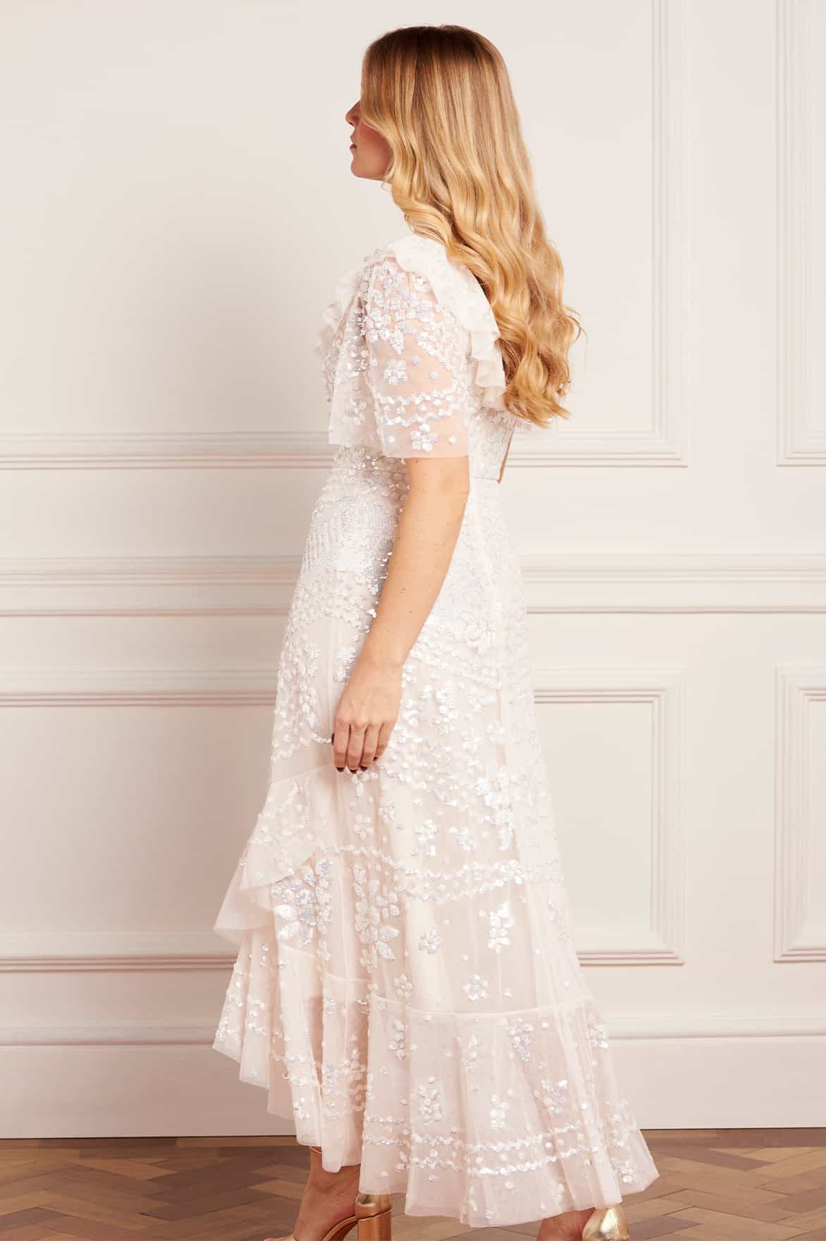Anais Sequin Frill Ankle Gown