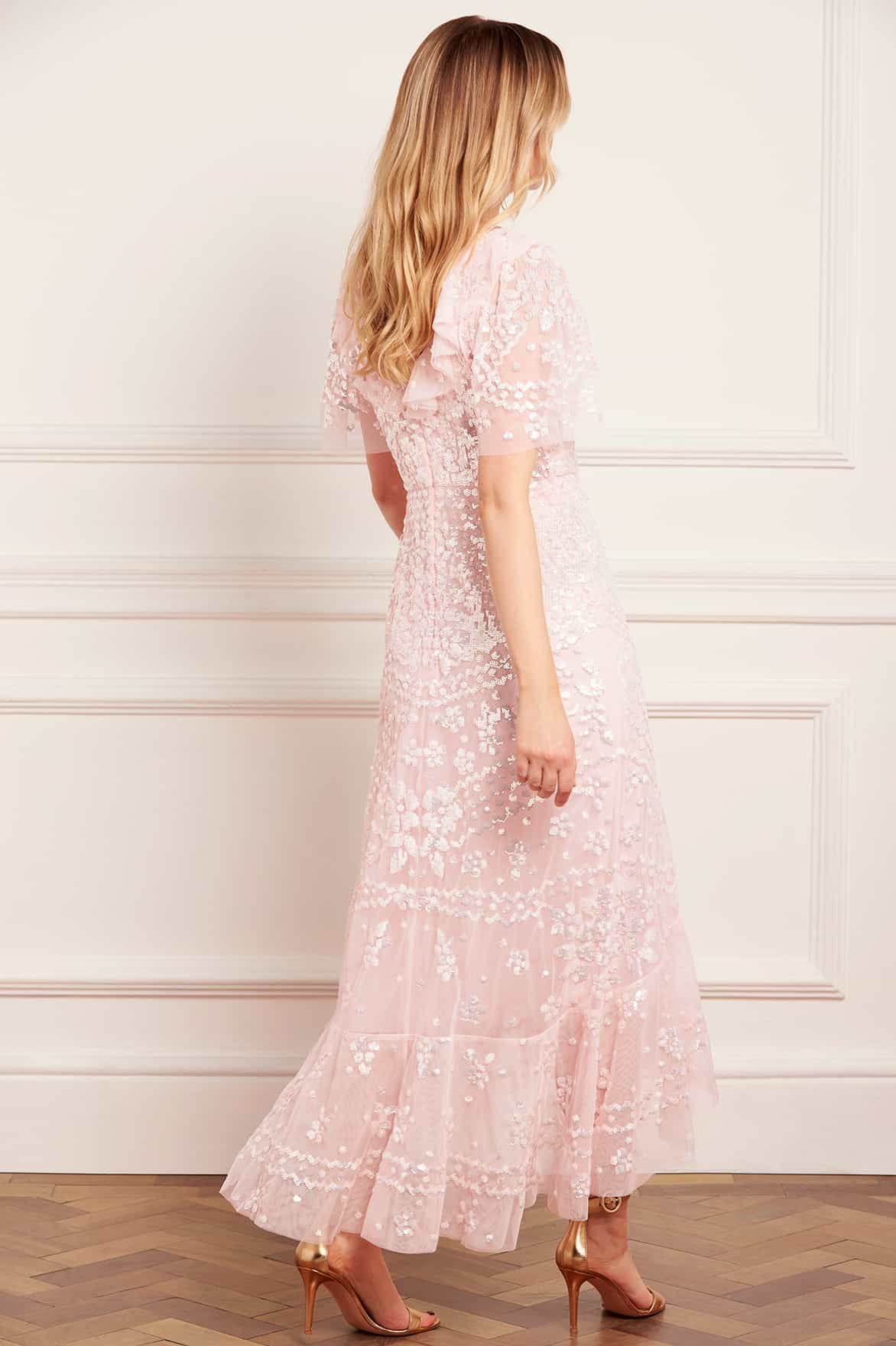 Anais Sequin Frill Ankle Gown
