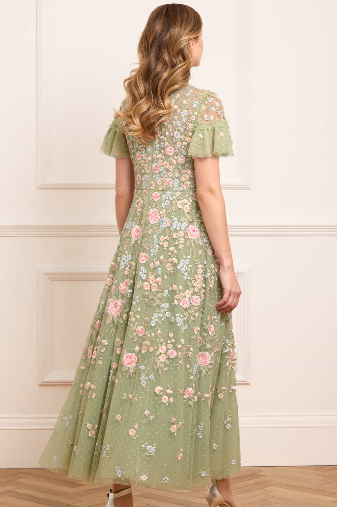 Antoinettes Floral Round Neck Ankle Gown