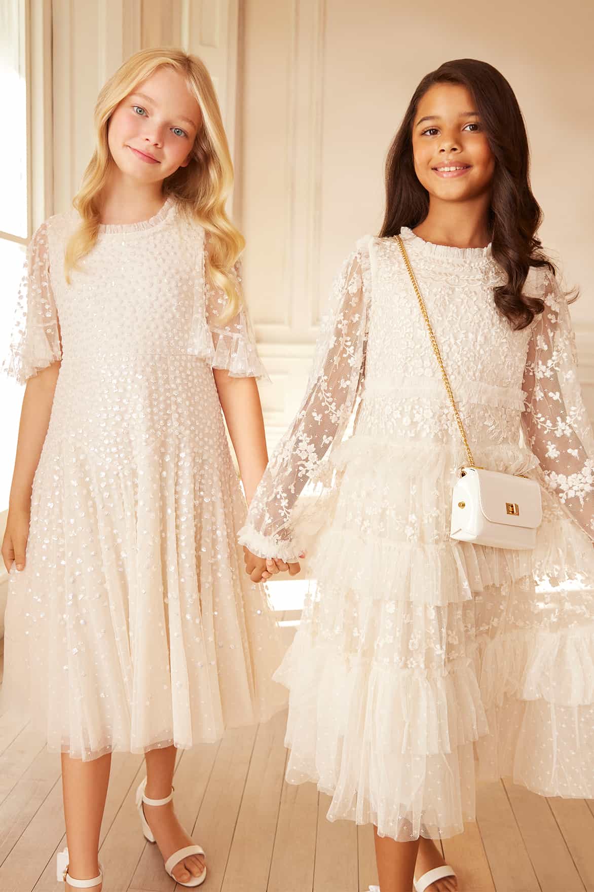 Dappled Sequin Short Cape Kids Dress