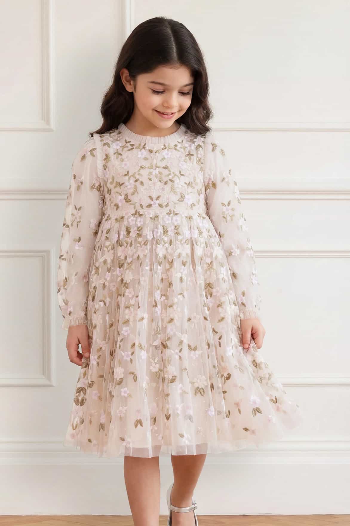 Camellia Ditsy Long Sleeve Kids Dress