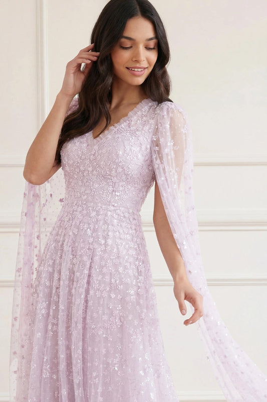 Clover Cape Sleeve Ankle Gown