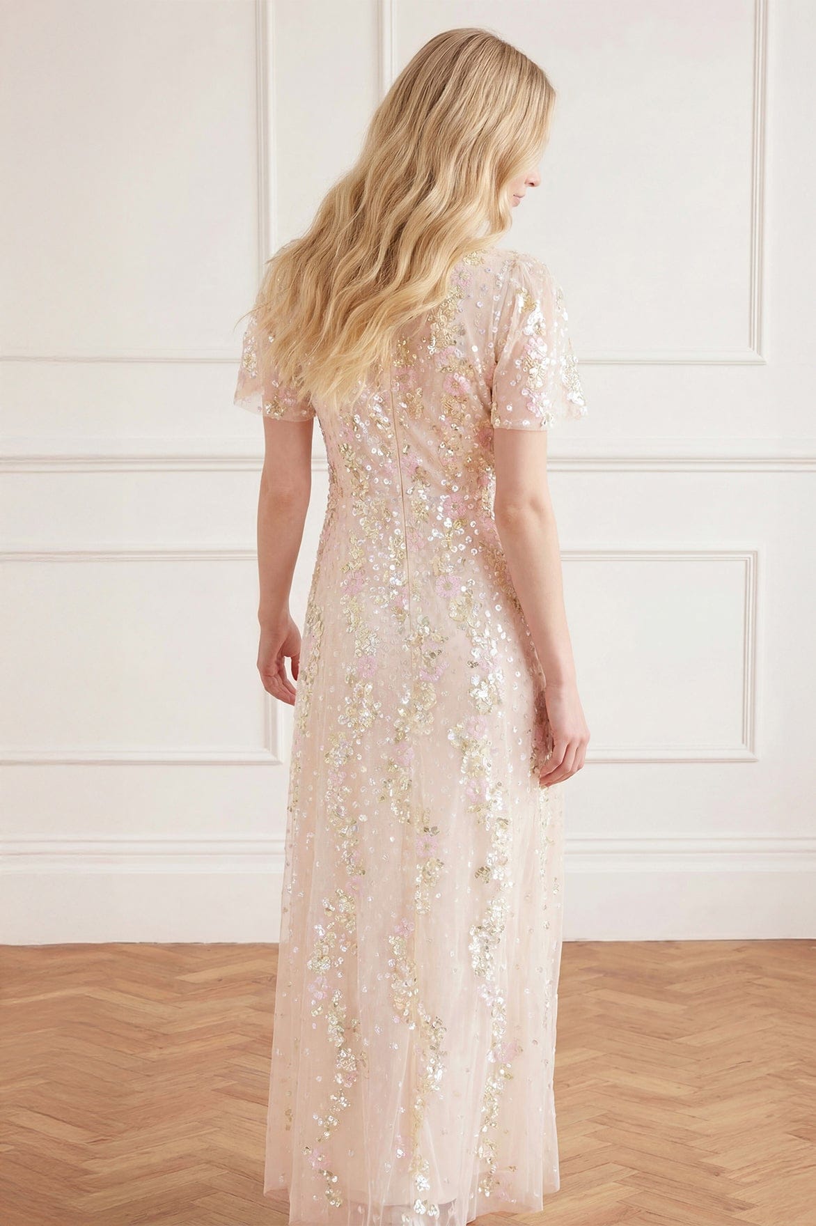 Confetti Round Neck Ankle Gown