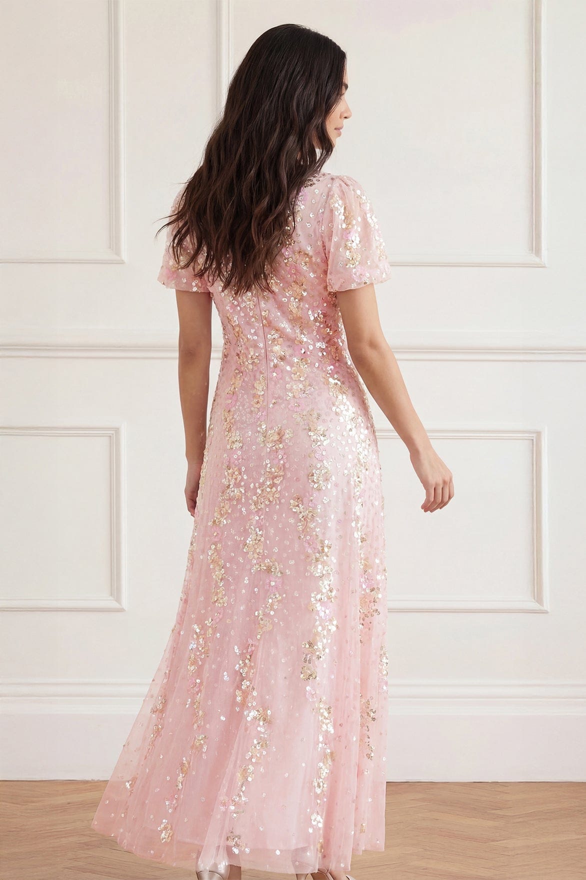 Confetti Round Neck Ankle Gown