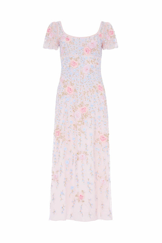 Cressida Embroidery Puff Sleeve Ankle Gown