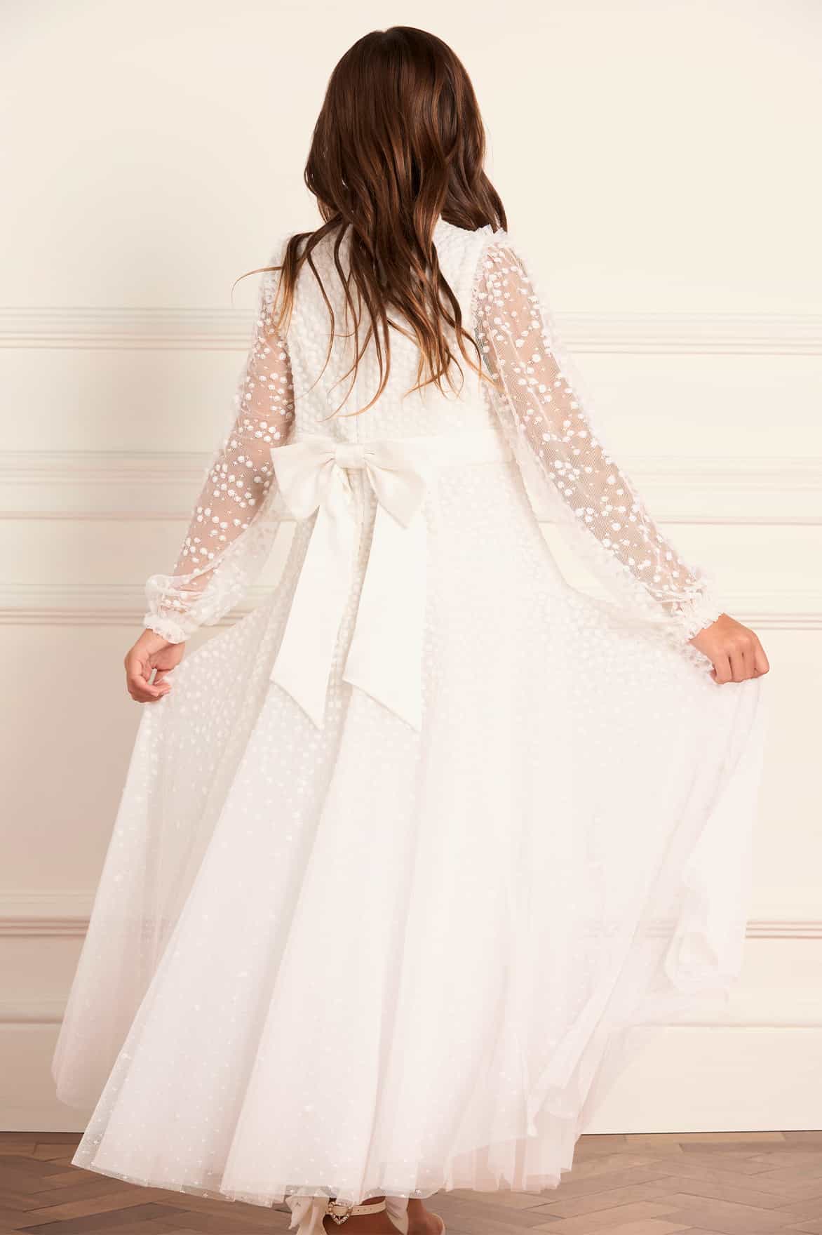 Dappled Sequin Long Sleeve Kids Gown