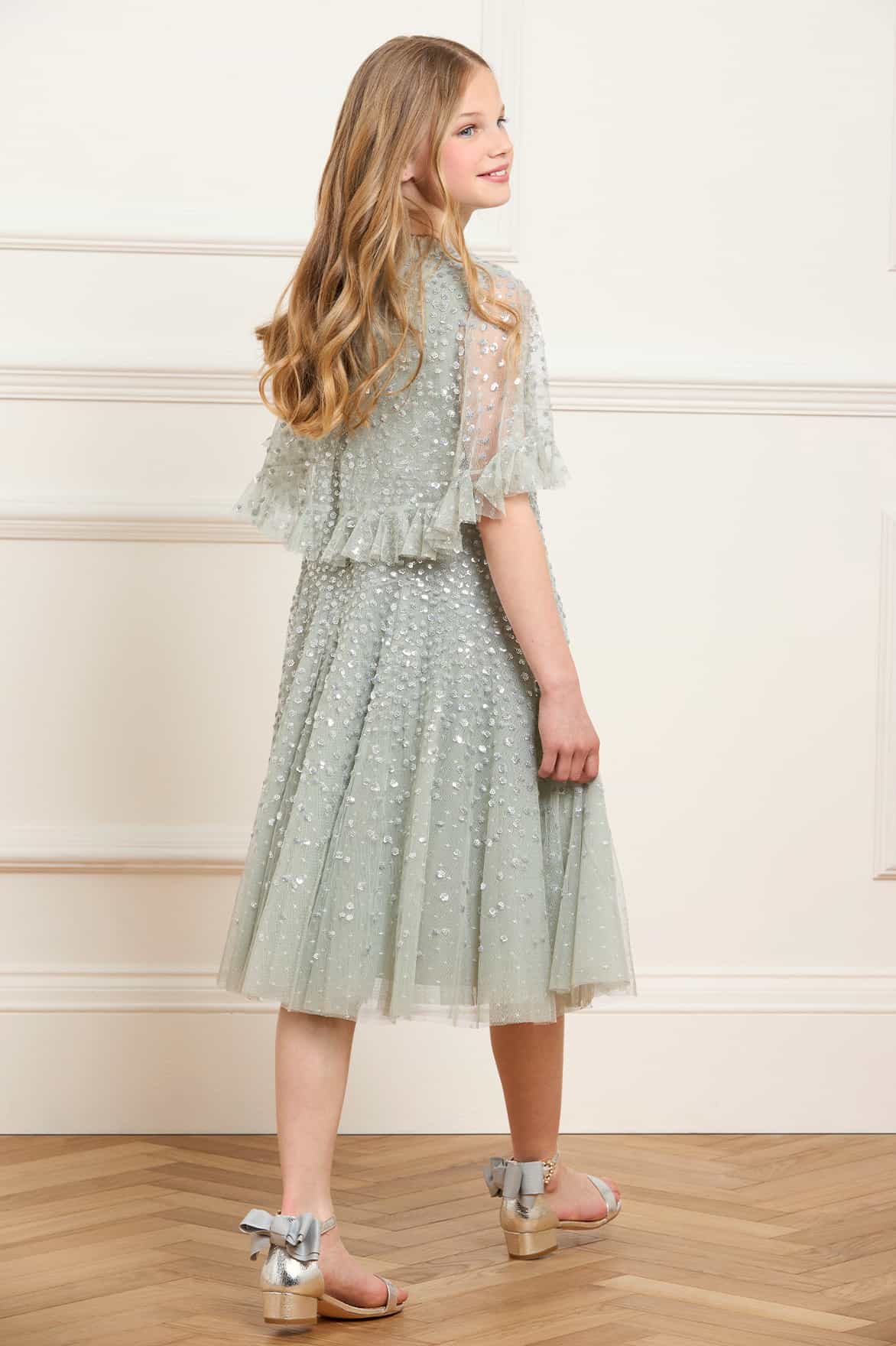 Dappled Sequin Short Cape Kids Dress