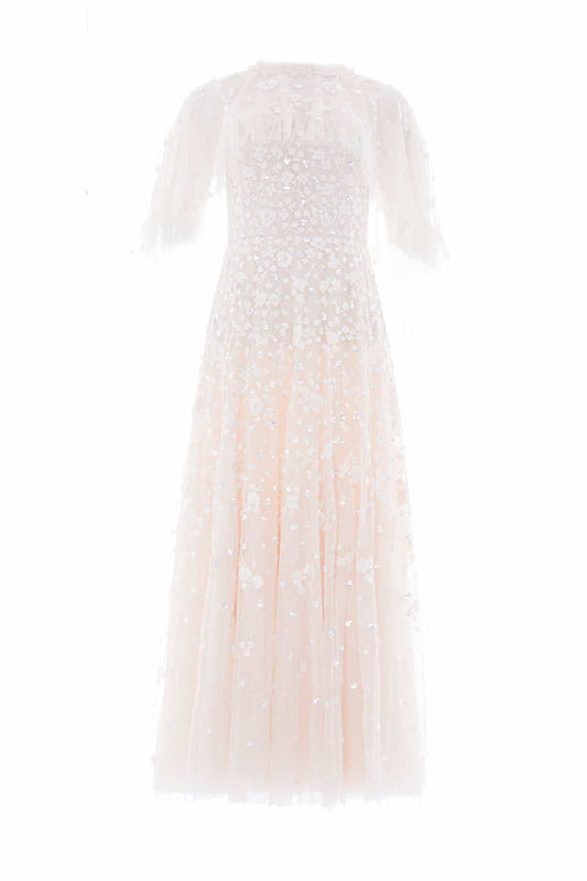 Dahlia Ditsy Short Cape Ankle Gown