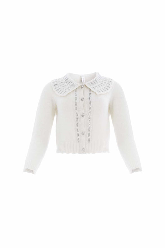 Embellished Collar Short Cardigan