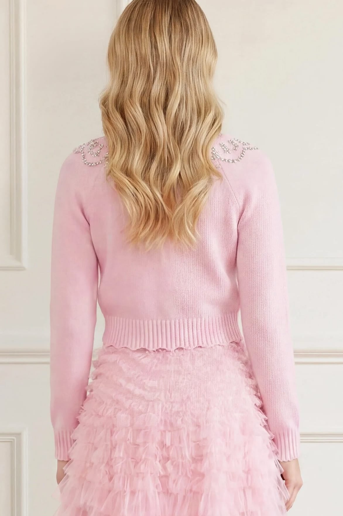 Embellished V-Neck Short Cardigan