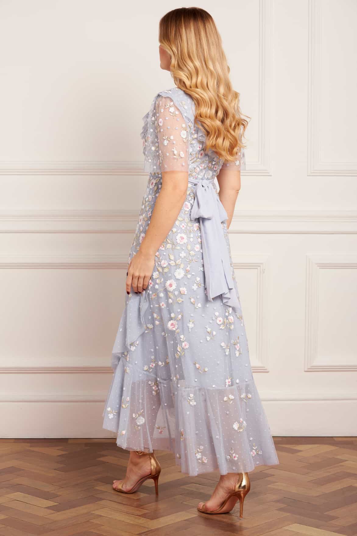 Ethereal Blooms Frill Ankle Gown
