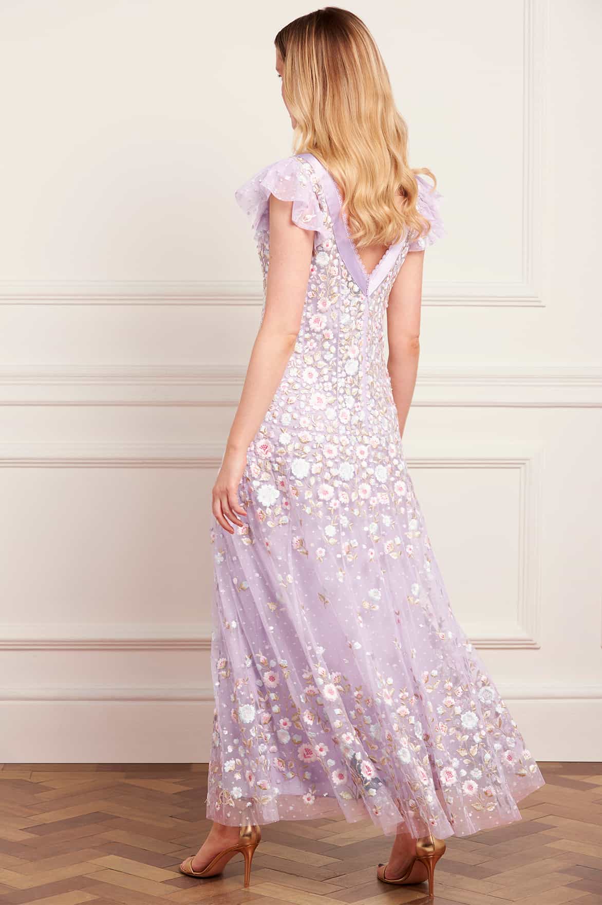Ethereal Blooms Short Sleeve Ankle Gown
