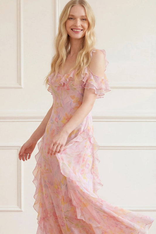 Floating Freesias Georgette Cami Gown