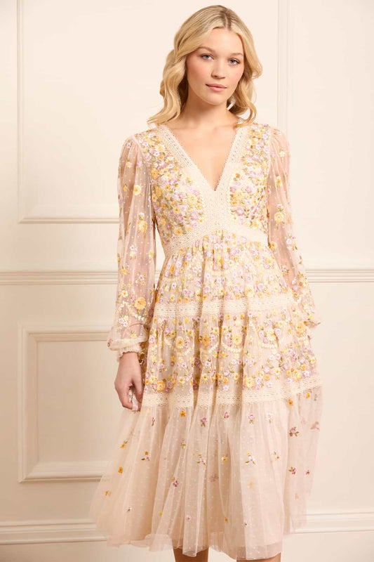 Garland Ribbon Midaxi Dress