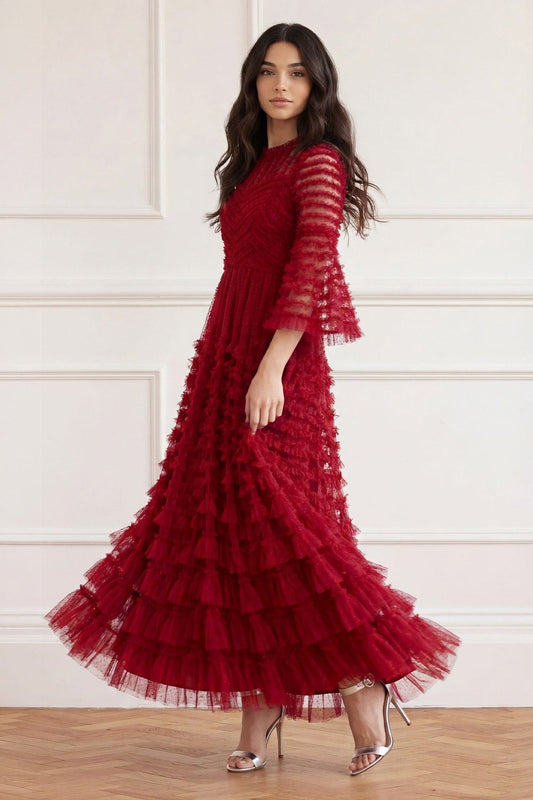 La Vie En Rose Round Neck Gown