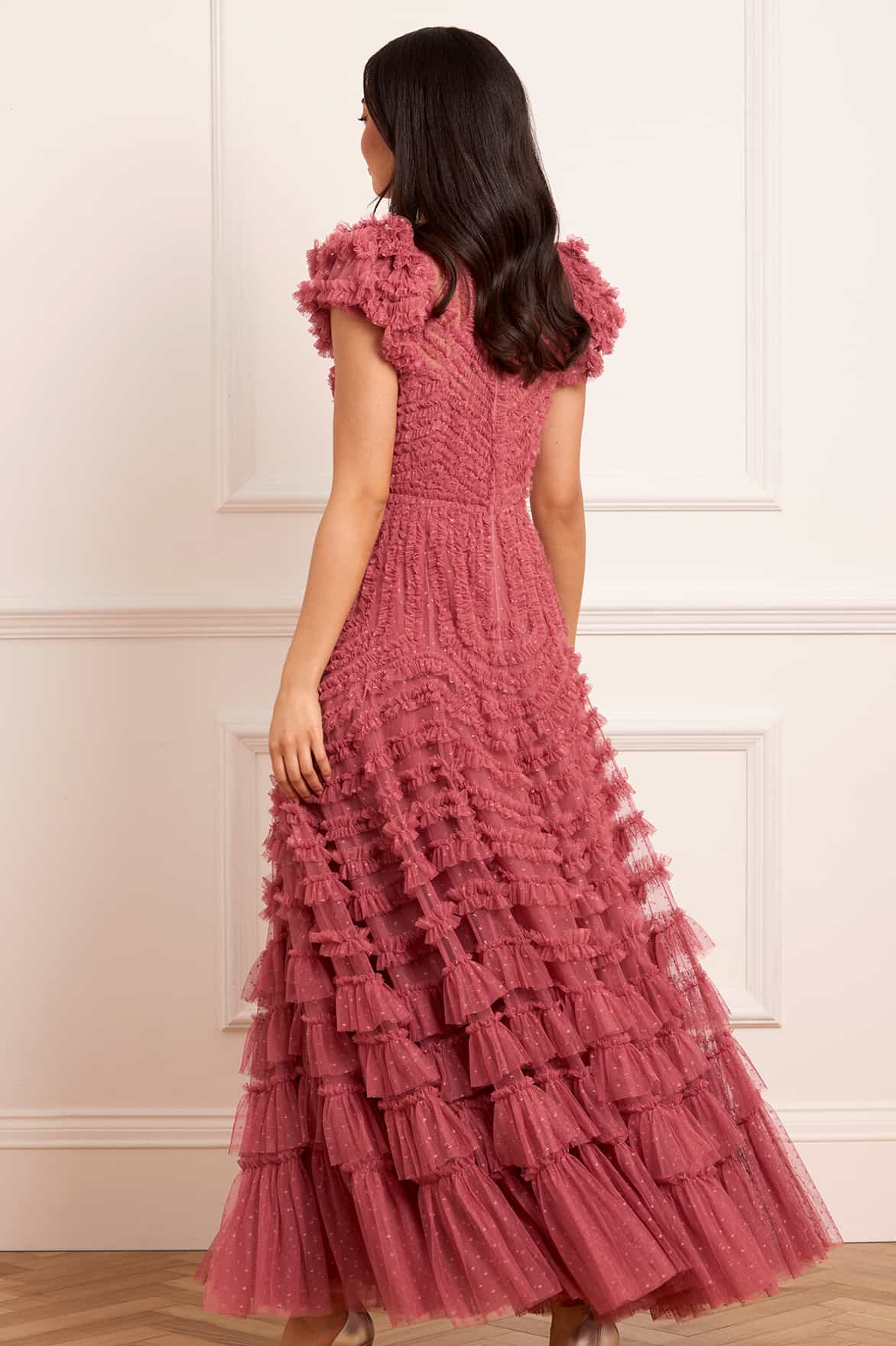 La Vie En Rose Round Neck Short Sleeve Gown