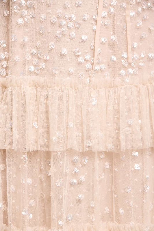 Leila Dot Tiered Cape Ankle Gown