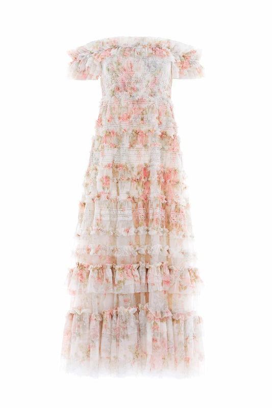 Madame Rose Elodie Off-Shoulder Ankle Gown