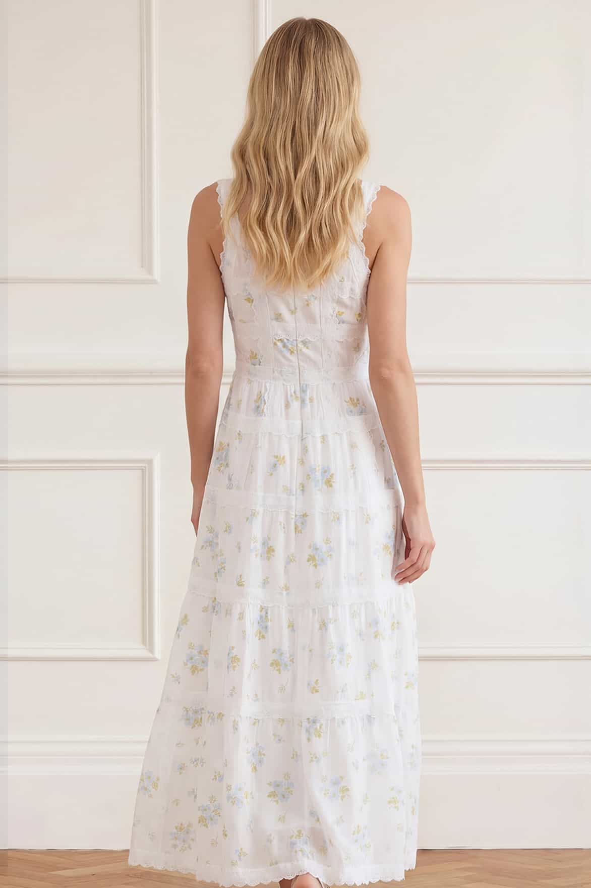 Magnolia Ditsy Sophia Bib Ankle Gown