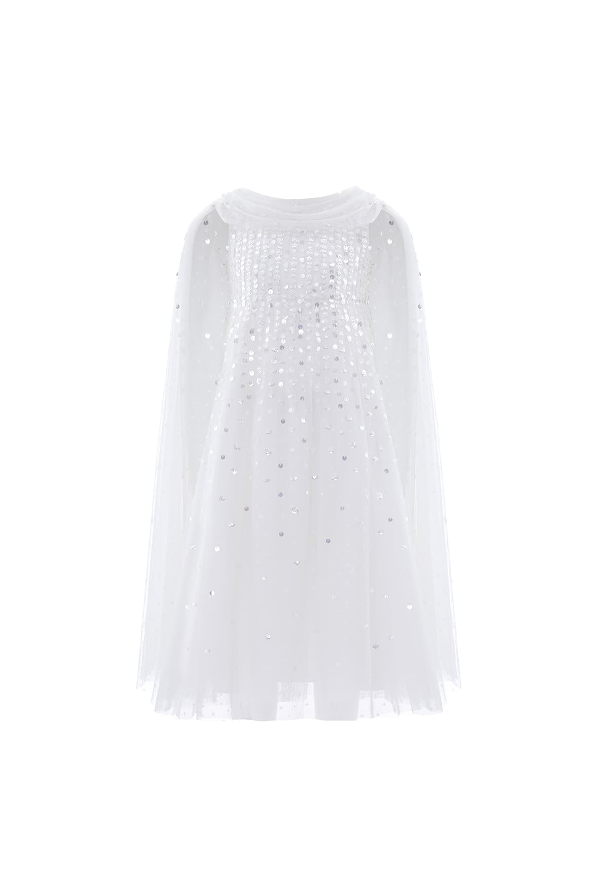 Moonlight Sequin Draped Cape Kids Gown