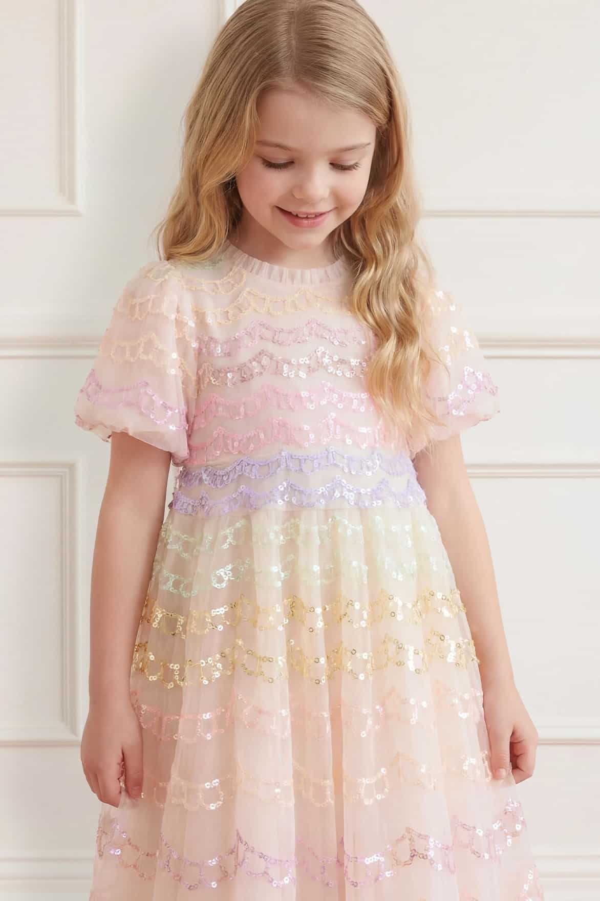 Ombre Scallop Kids Dress