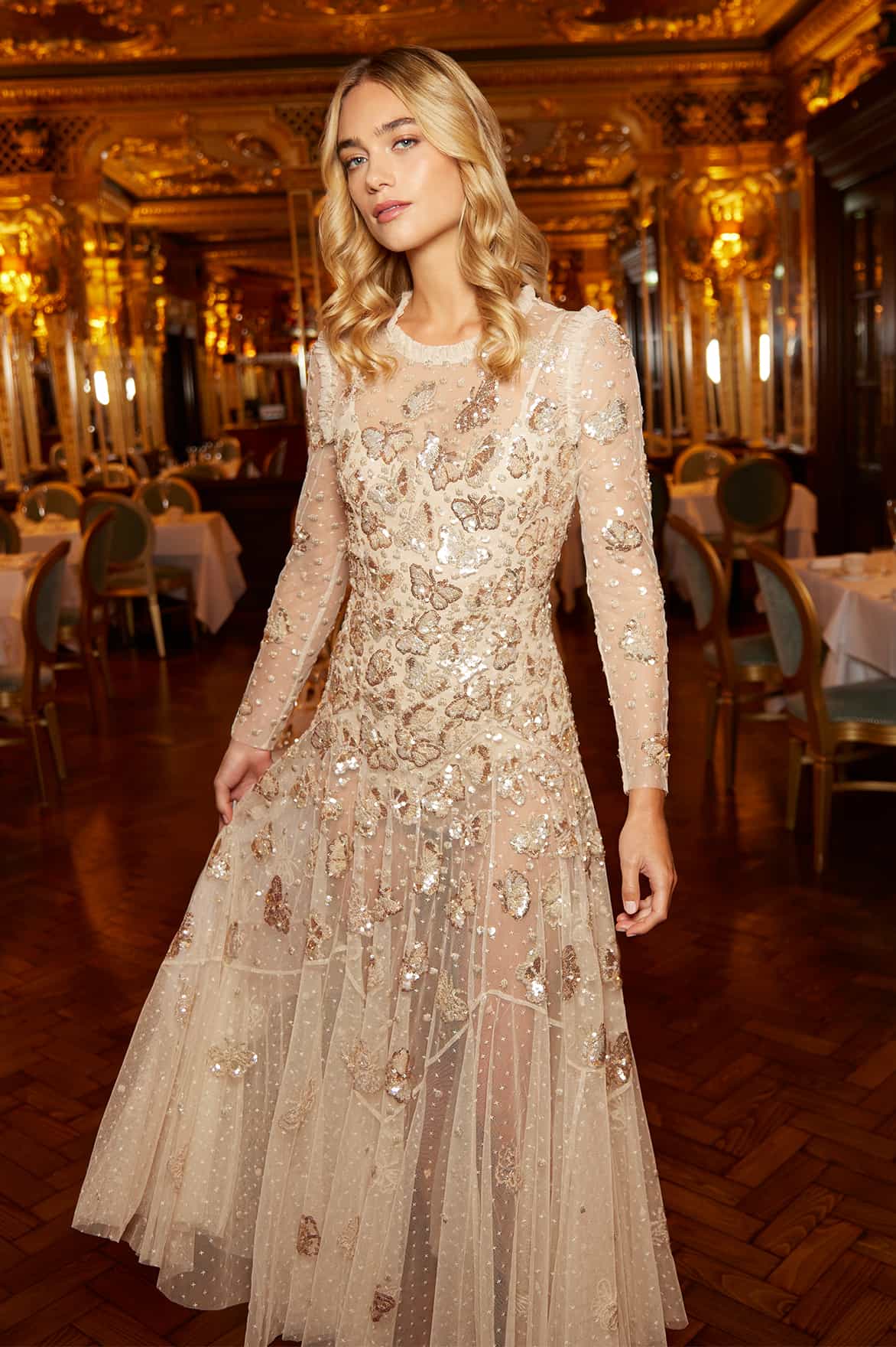 Papillon Sheer Ankle Gown