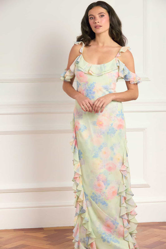 Peony Bloom Georgette Cami Gown