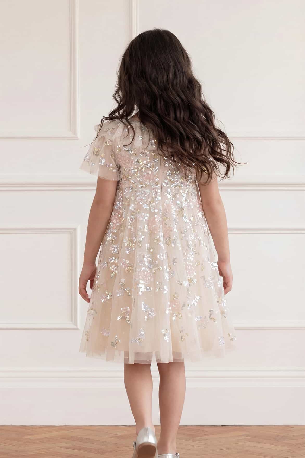 Peony Bouquet Sequin Kids Dress