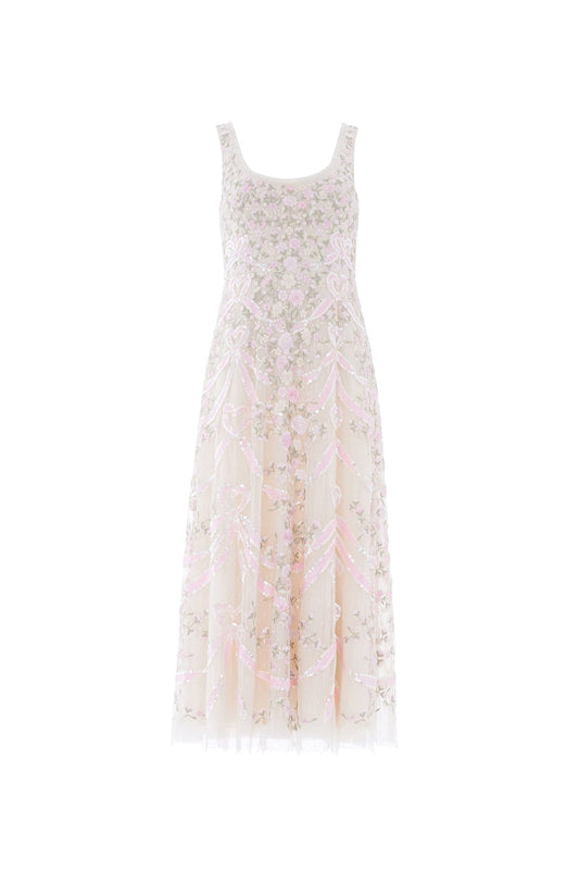 Ribbon Heart Scoop Neck Ballerina Dress