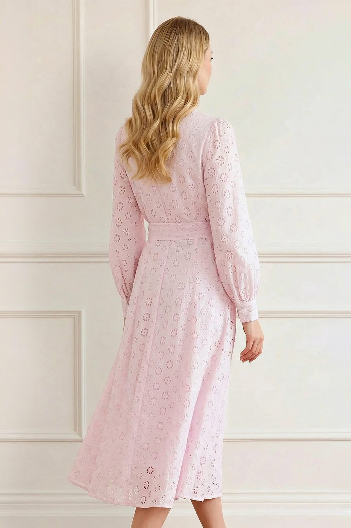 Romilly Cotton Broderie Long Sleeve Shirt Dress