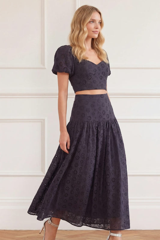 Romilly Cotton Broderie Ankle Skirt