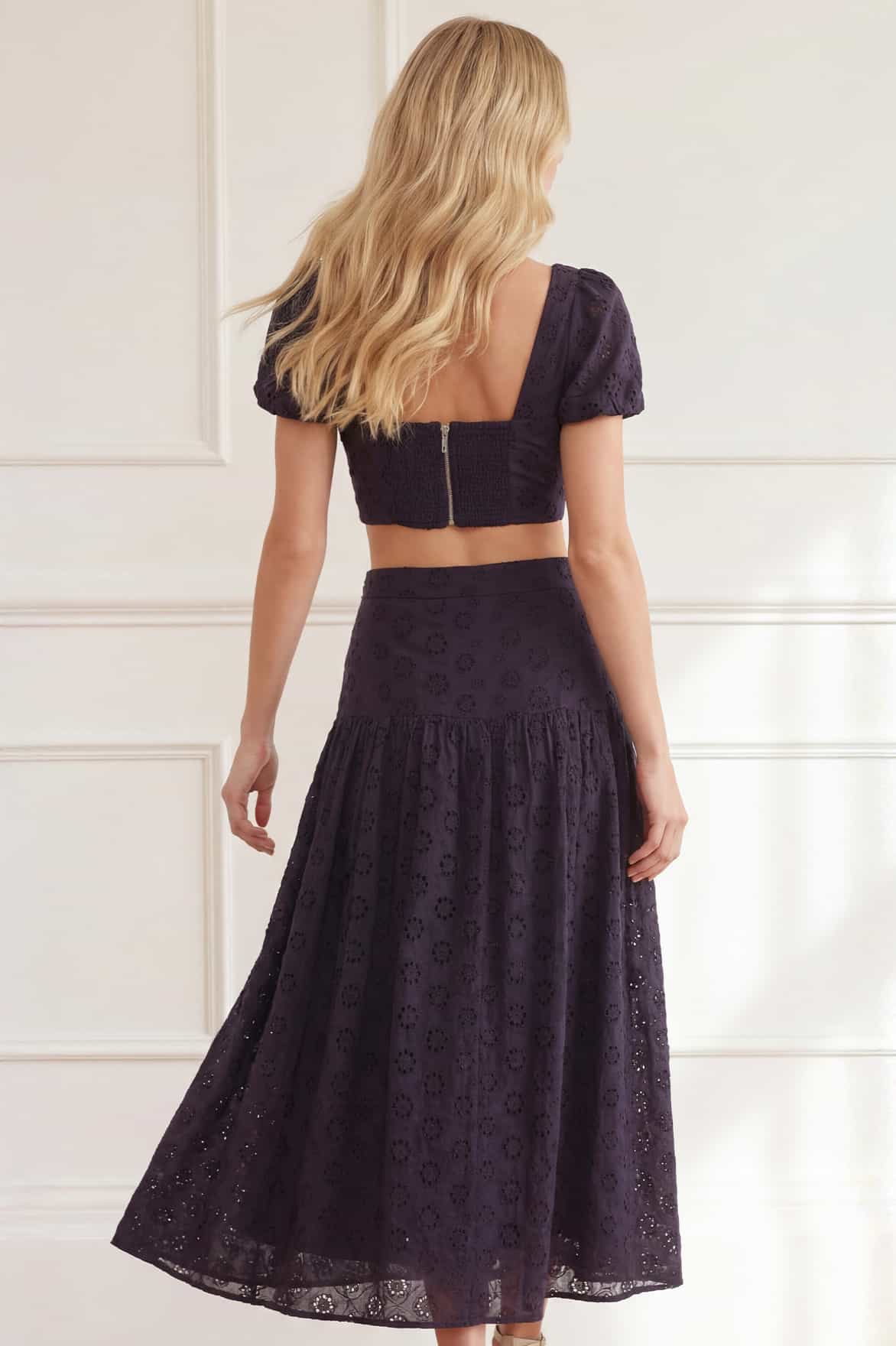 Romilly Cotton Broderie Ankle Skirt