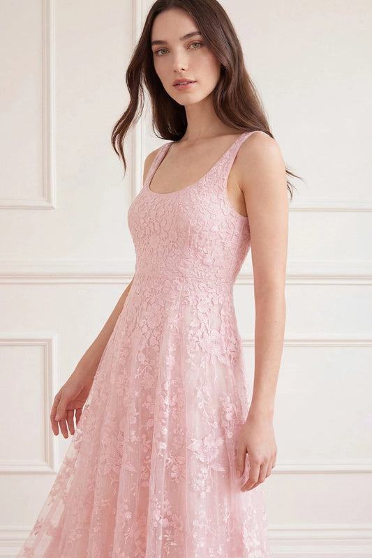 Rosa Sleeveless Scoop Neck Ankle Gown