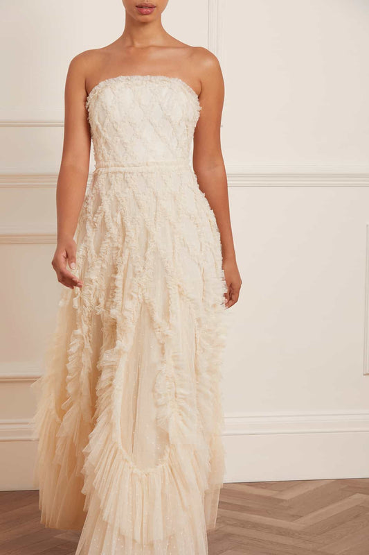 Rosella Ruffle Strapless Gown