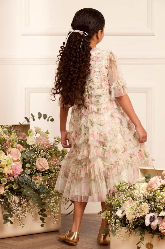 Rose Scallop Ruffle Kids Dress