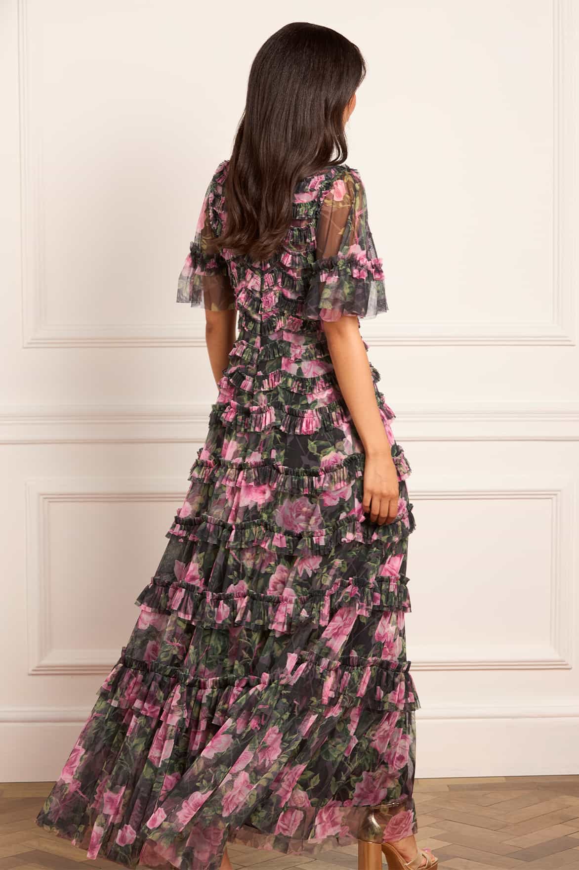 Rose Vine Round Neck Gown