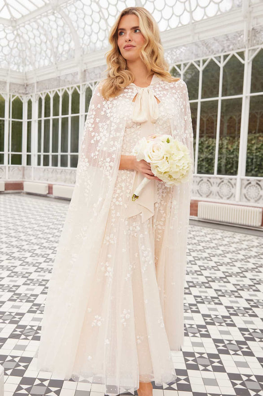 Scatter Blossom Hooded Long Cape