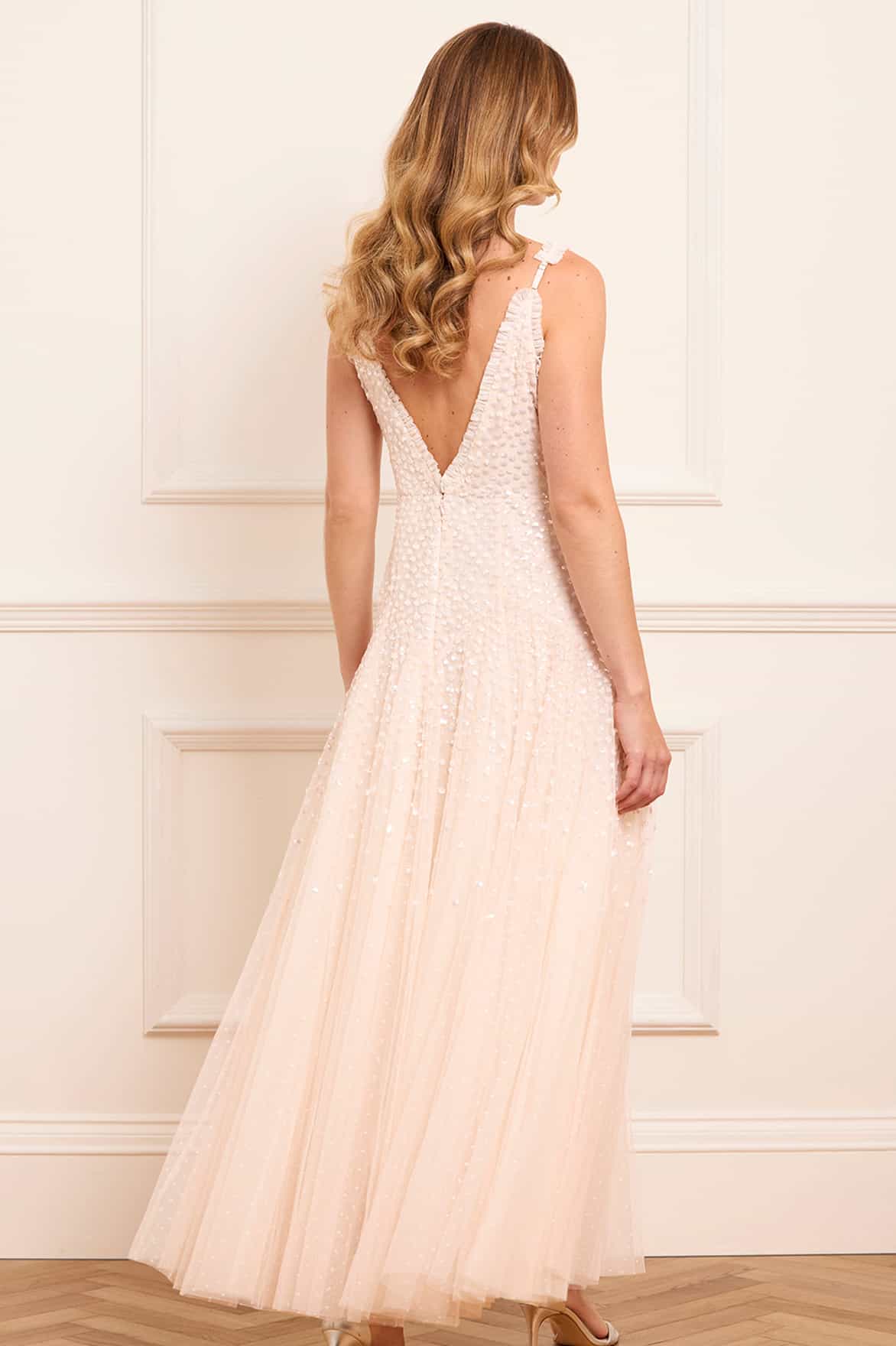 Sequin Cascade Cami Plunge Gown