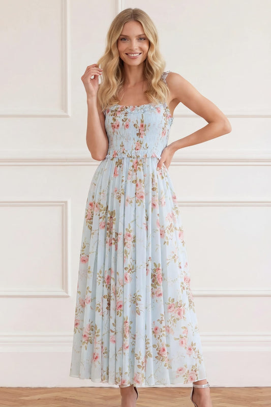 Summer's Rose Chiffon Smocked Cami Ankle Gown