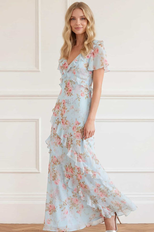 Summer's Rose Georgette V-Neck Gown