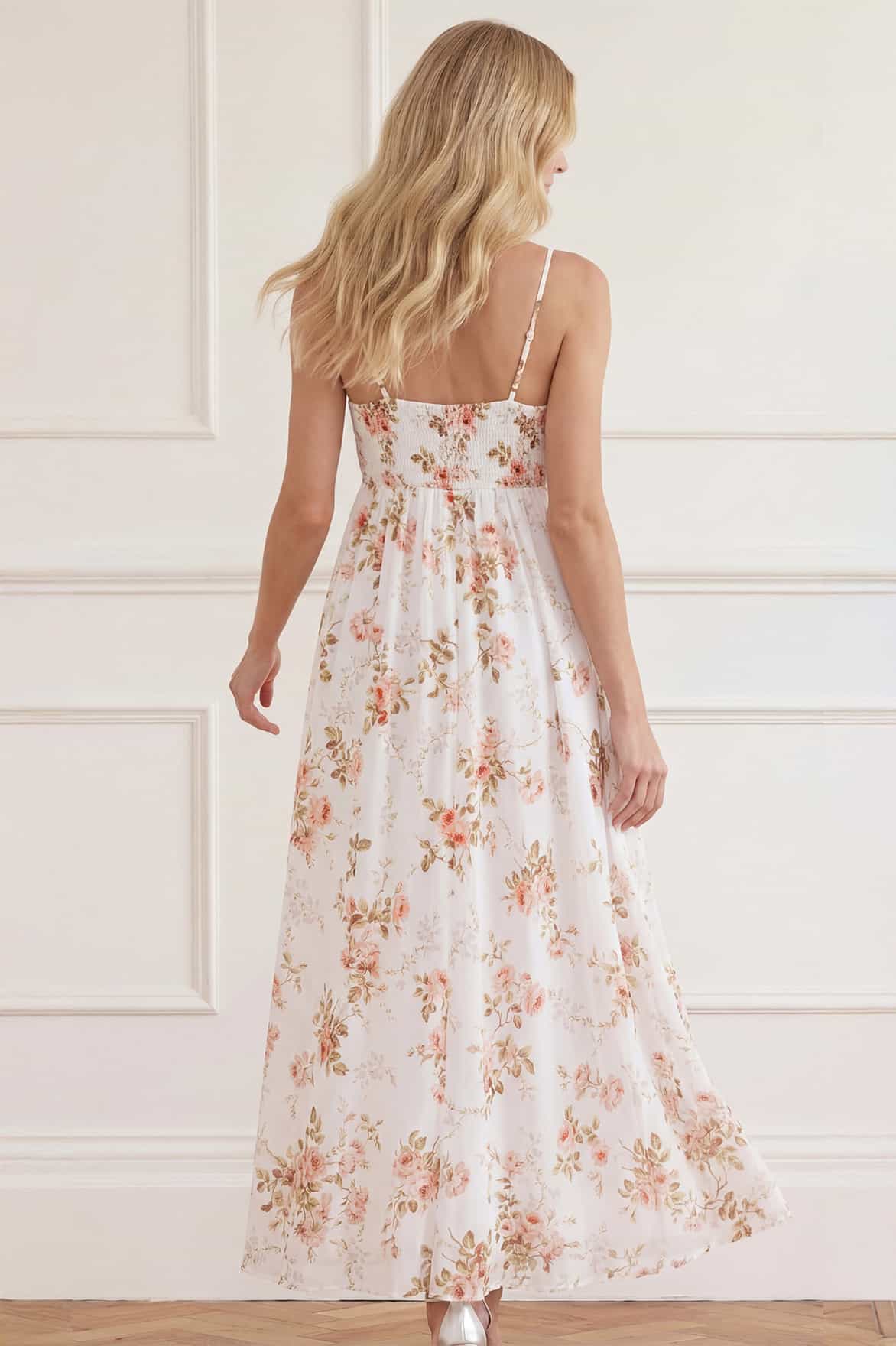 Summer's Rose Linen Blend Cami Ankle Gown