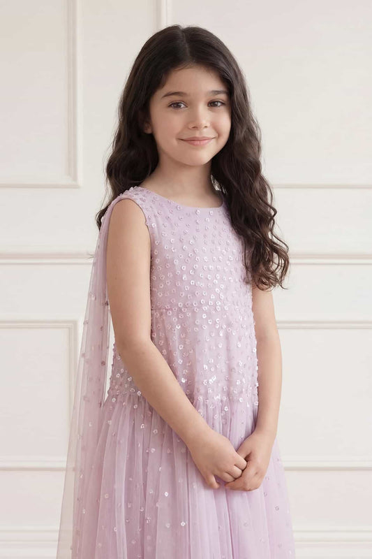 Sunrise Sequin Cape Kids Dress
