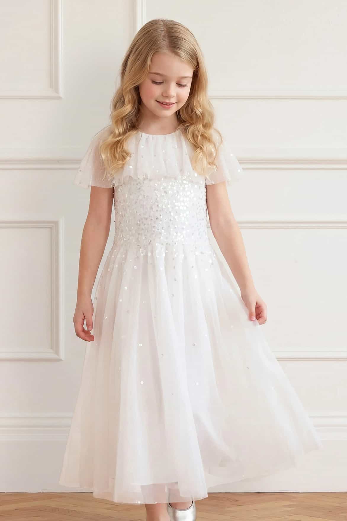 Sunrise Sequin Short Cape Kids Gown