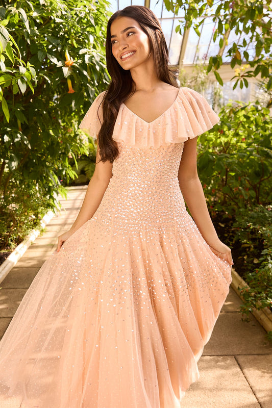 Sunrise Sequin V-Neck Ankle Gown