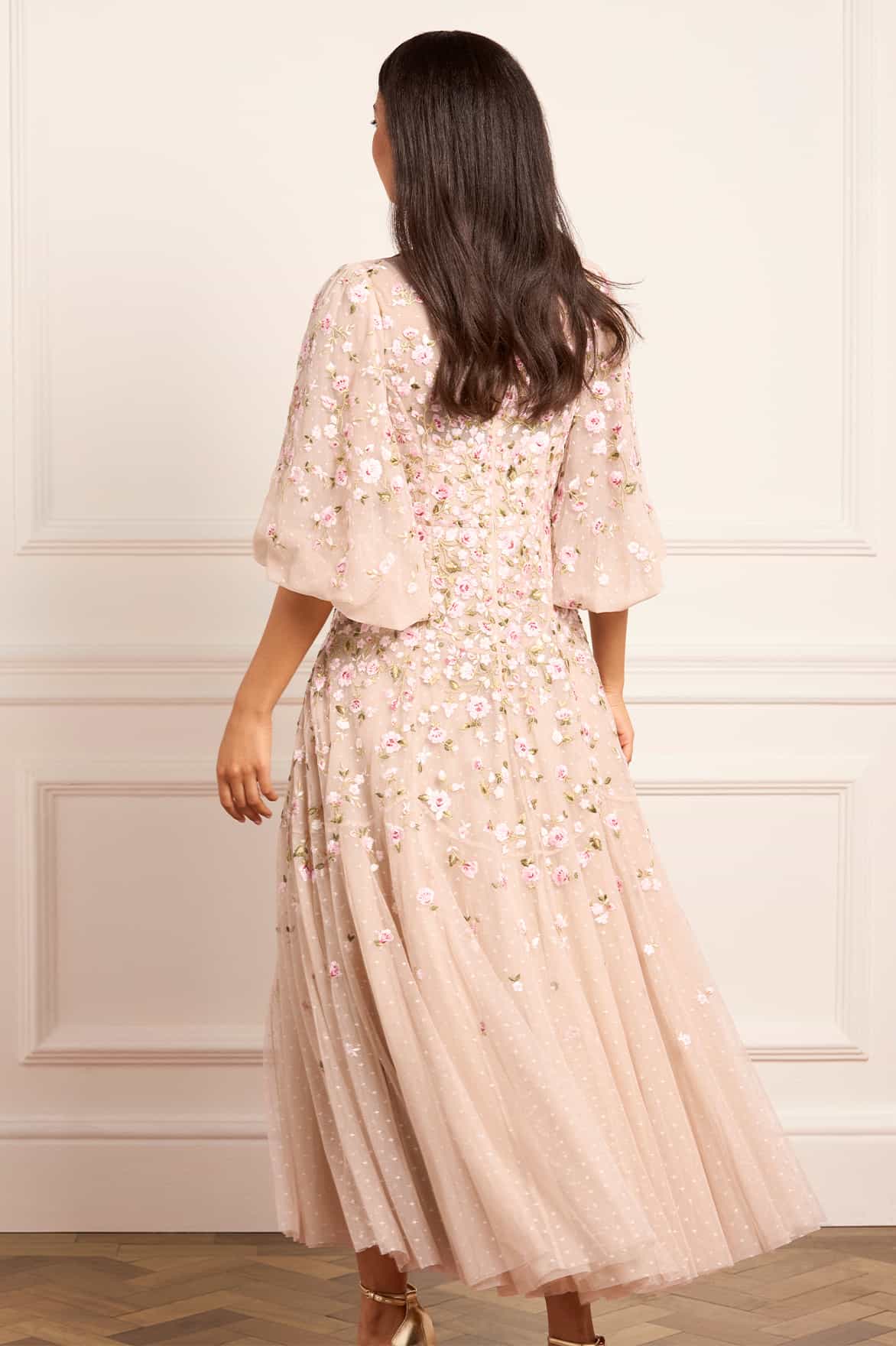 Sylvia Rose Round Neck Ankle Gown