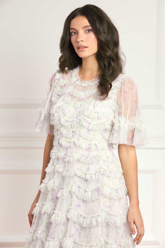 Trailing Floral Round Neck Ballerina Dress