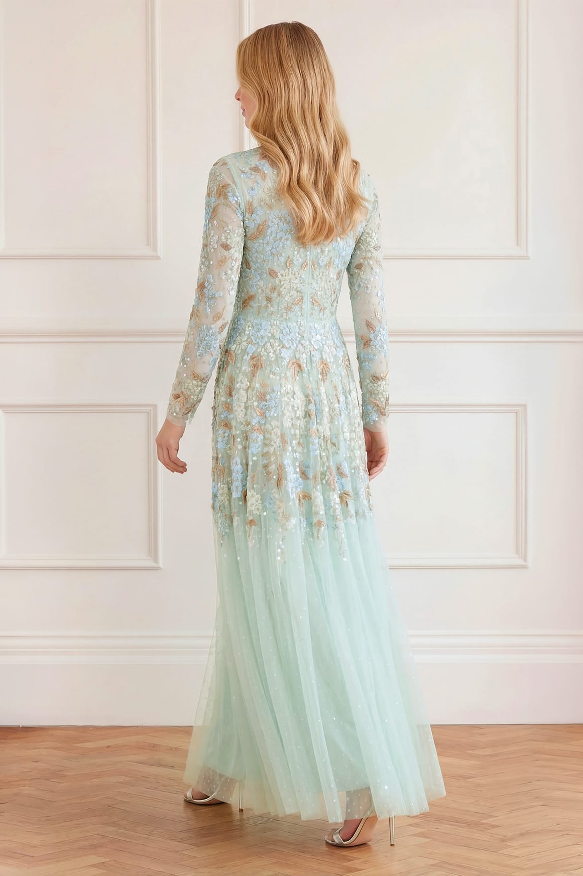 Wisteria Dot Long Sleeve Gown