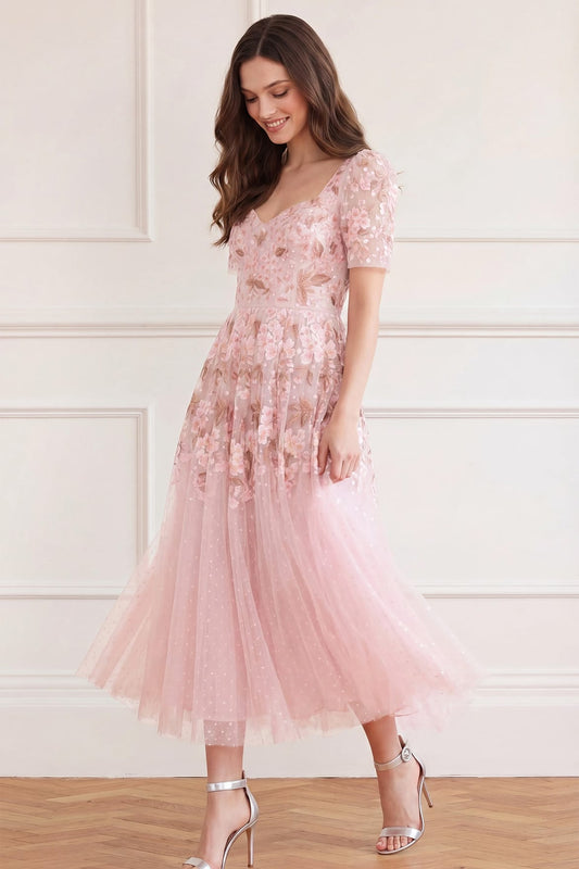 Wisteria Dot Short Sleeve Ballerina Dress